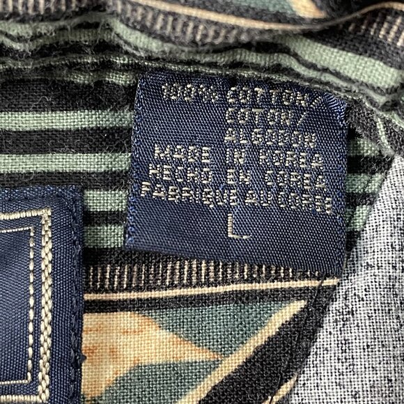 Roper Western Shirt Mens Large Aztec Black Button Down 100% Cotton Snap Button - Picture 4 of 6